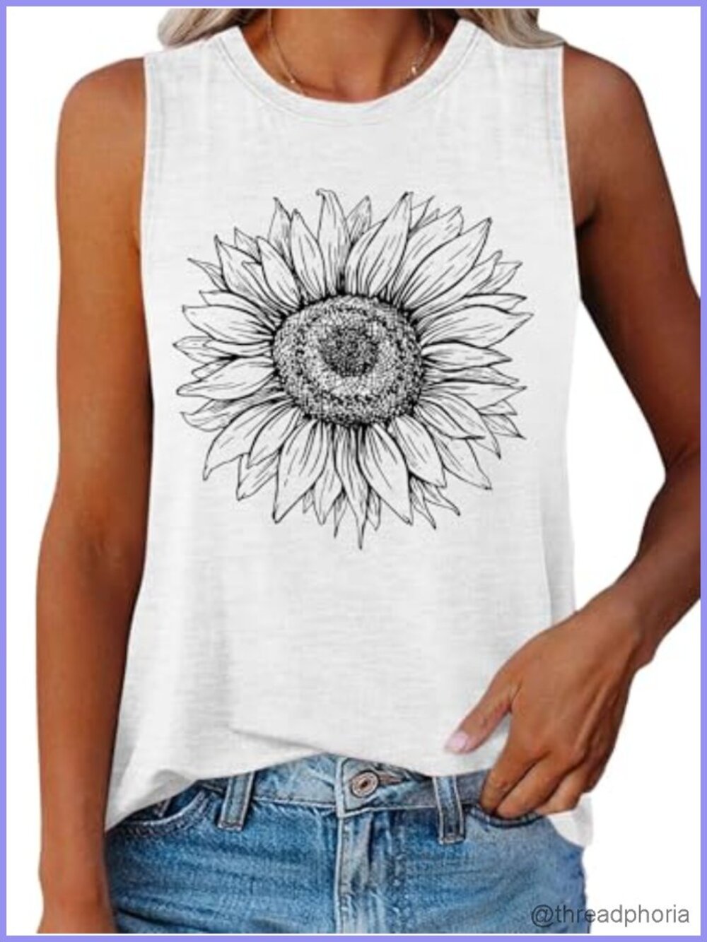 Women's Sleeveless Floral Graphic Tank Top Crewneck Summer Casual
